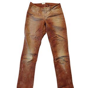 G-Star Raw 3301 Super Skinny Tie-Dye Rust Orange Copper Brown Denim Jeans Sz 28